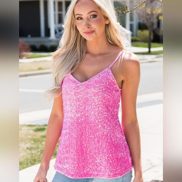 Sequin V-Neck Cami - Picture 4 of 6